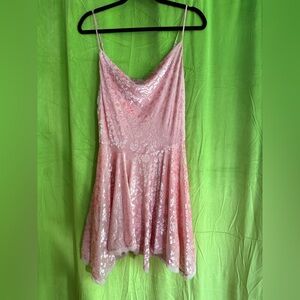 Free People Ballet Fairy Mini Dress Stretch Velvet Burnout Floral Cowl Medium